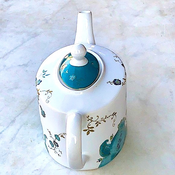 222 FIFTH ELIZA TEAL TEA POT & LID NEW PORCELAIN INCH FLORAL 4 CUPS - Picture 5 of 8